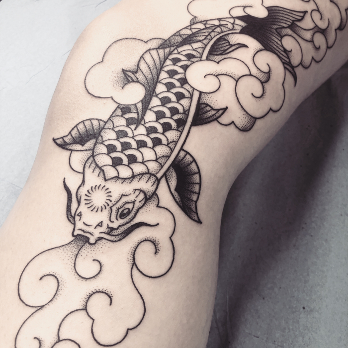 Carp koi and clouds